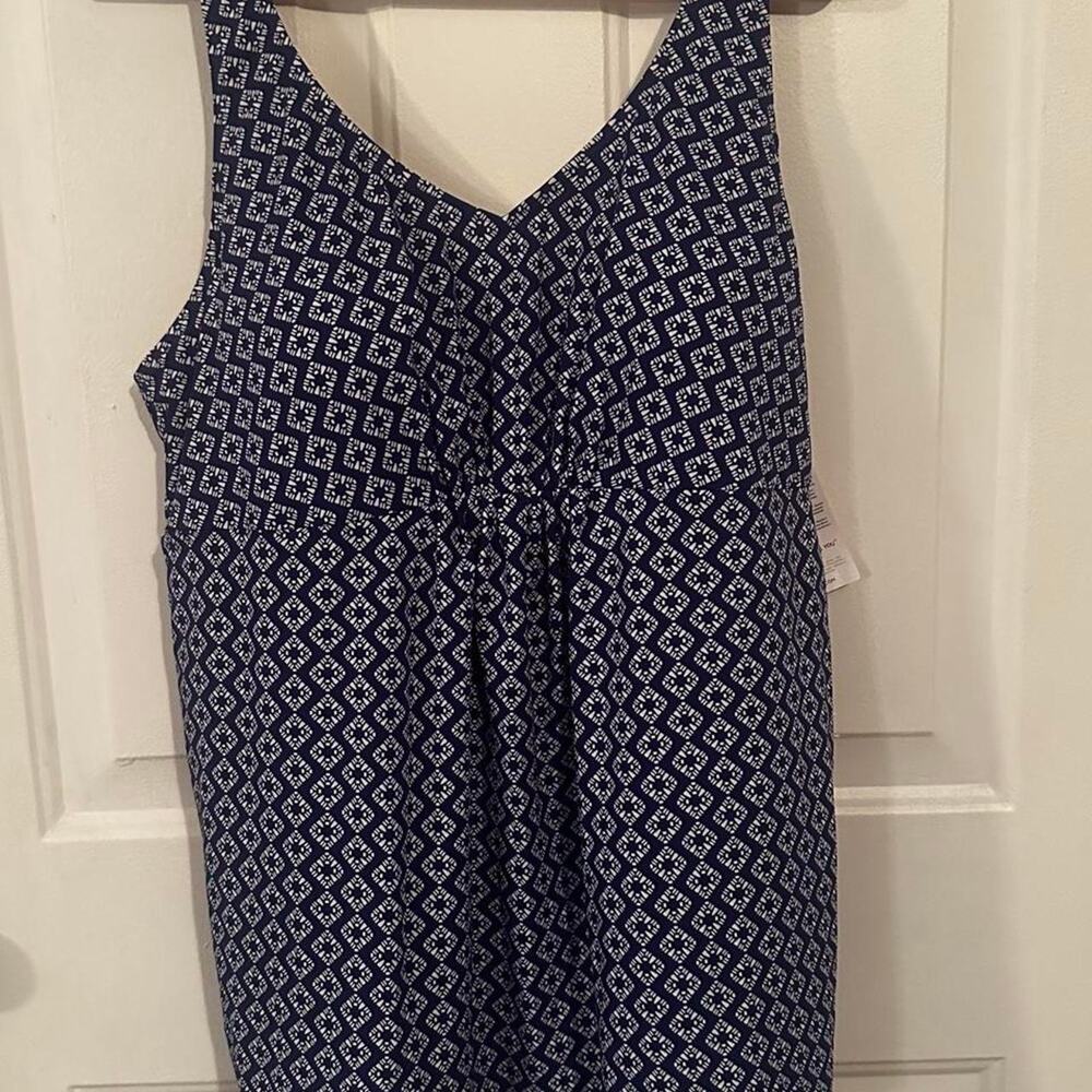 Nwt white blue geometric swim tank top tankini resort wear summer